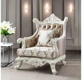 Vanaheim Gold Upholstered Accent Chair with Pillow and Nailhead Trim