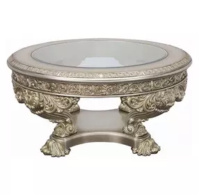Danae Champagne and Gold Glass Top Occassional Table Set