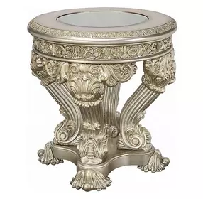 Danae Champagne and Gold Round Glass Top End Table