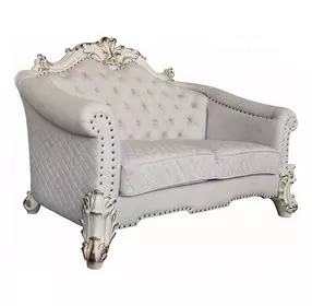 Vendome II Two Tone Ivory 66" Loveseat with Pillow and Nailhead Trim