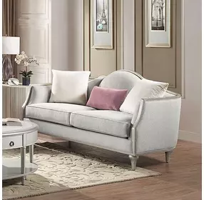 Kasa Beige 66" Loveseat with Pillows