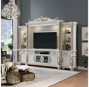 Vendome Antique Pearl 131" TV Stand with LED