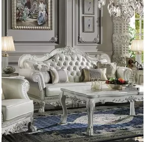 Dresden Antique Pearl 86" Sofa with Nailhead Trim