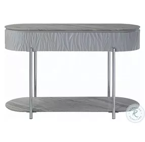 Yukino Gray High Gloss and Chrome Oval Sofa Table