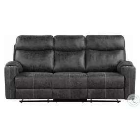 Hirah Dark Gray Polish Microfiber Reclining Living Room Set