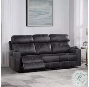 Hirah Dark Gray Polish Microfiber Reclining 86" Sofa