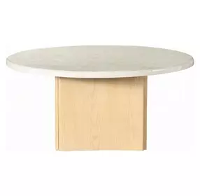Qwin White and Oak Marble Top Occassional Table Set