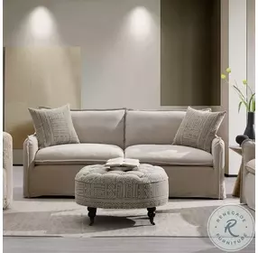 Upendo Beige Linen Living Room Set with 2 Pillows