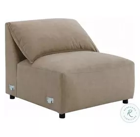 Veata Light Brown Suede Sectional Armless Chair