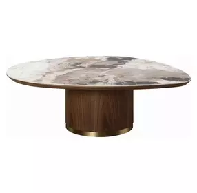 Willene Beige and Dark Oak Free Form Ceramic Top Occassional Table Set