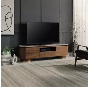 Willene White and Dark Oak 71" Ceramic Top TV Stand