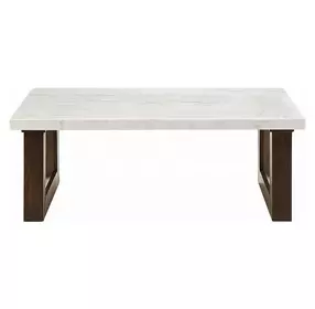 Edwyn White and Espresso Marble Top Occassional Table Set
