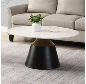 Jaramillo White and Black Round Marble Top Cocktail Table