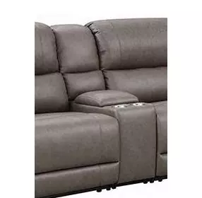 Kantu Brown Synthetic Leather Reclining Sectional Sofa Console with Storage