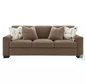 Darya Brown Suede Fabric Living Room Set with 4 Pillows