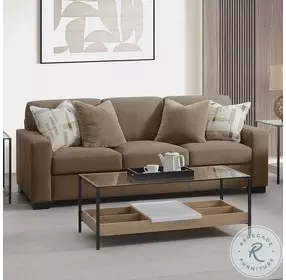 Darya Brown Suede Fabric 89" Sofa with 4 Pillows