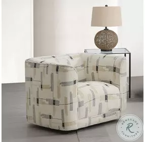 Darya Beige Pattern Fabric Chair with Swivel