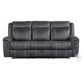Zubaida Dark Gray Polish Microfiber Power Reclining Living Room Set with Drop Down Table and USB Charging