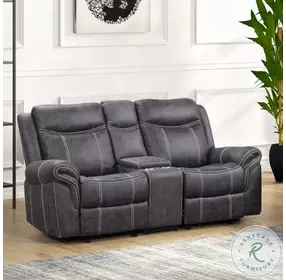 Zubaida Dark Gray Polish Microfiber Power Reclining 75" Loveseat with USB Charging