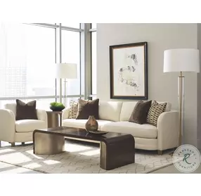 Modern Streamline Aged Bourbon And Smoked Bronze Waterfall Cocktail Table