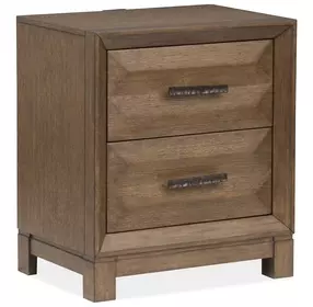 Callisto Bourbon Brown 2 Drawer Nightstand with USB Charging