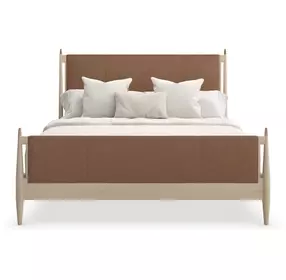 Rhythm Sun Drenched Oak and Lucent Bronze Upholstered Platform Bedroom Set