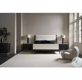 Rhythm Ivory And Black Stained Ash King Platform Bed