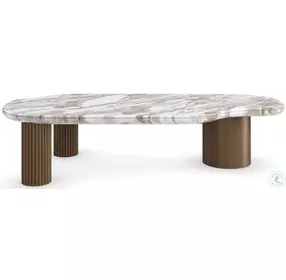 Seychelles Calcutta Oro Stone And Retro Walnut Cocktail Table