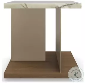 Verde Green Onyx Stone And Retro Walnut Cape End Table