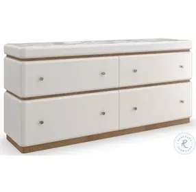 Milos Retro Walnut And Almond Milk 4 Drawer Dresser