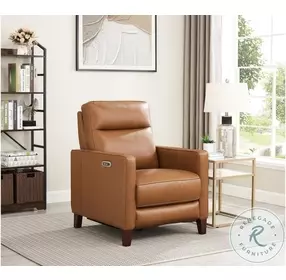 Arden Cognac Top Grain Leather Zero Gravity Power Recliner with Power Headrest