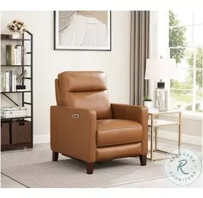 Arden Cognac Leather Zero Gravity Power Recliner with Power Headrest and USB Charging