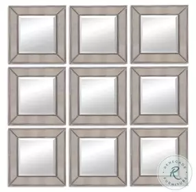 Beaded Silver Leaf Square Wall Mirror