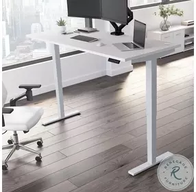 Move 40 Series White And Cool Gray Metallic 72" Adjustable Height Standing Desk