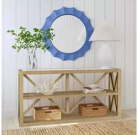 Altair Light Blue Round Wall Mirror