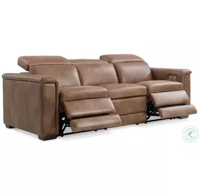 Lioni Brown Leather Power Reclining Sofa