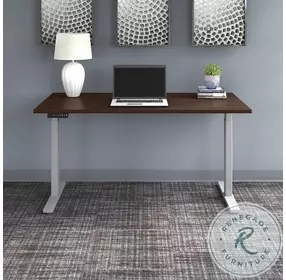 Move 60 Black Walnut 60" Electric Adjustable Height Standing Desk With Cool Grey Metallic Base