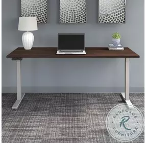Move 60 Black Walnut 72" Electric Adjustable Height Standing Desk With Cool Grey Metallic Base