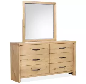 Laramie Honey Wheat 6 Drawer Dresser with Rectangular Mirror