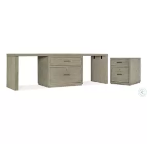 Blue Ridge Soft Smoked Gray 96" Desk with Centered Lateral File Cabinet