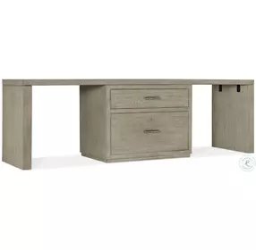 Linville Falls Soft Smoked Gray 96" Home Office Set with Centered Lateral File Cabinet