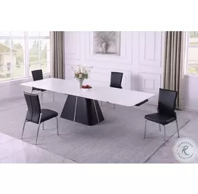 Mabel White And Matte Black Extendable Dining Table