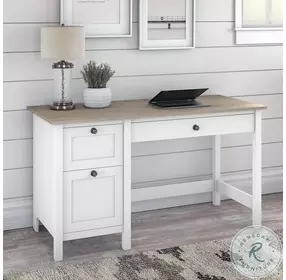 Mayfield Shiplap Gray And Pure White 54" Computer Desk With Drawers