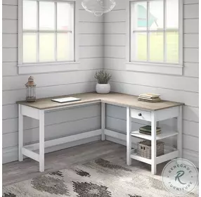 Mayfield Shiplap Gray And Pure White 60" L Shaped Computer Desk With Storage