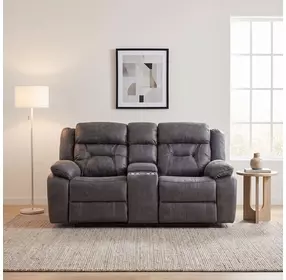 Madrona Hill Gray 75" Double Reclining Center Console Loveseat