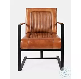 Maguire Saddle Leather Sled Accent Chair
