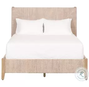 Malay Natural Gray Mahogany And White Wash Abaca Rope King Panel Bed