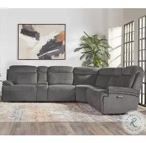 Aubrelle Airy Midnight 6 Piece Modular Power Reclining Sectional