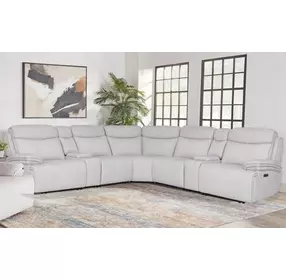 Alpine Airy Snow 7 Piece Modular Power Reclining Sectional