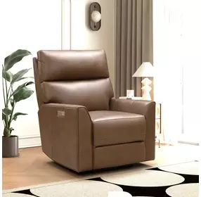 Marah Cashmere Taupe Leather Triple Power Recliner with USB Charging
